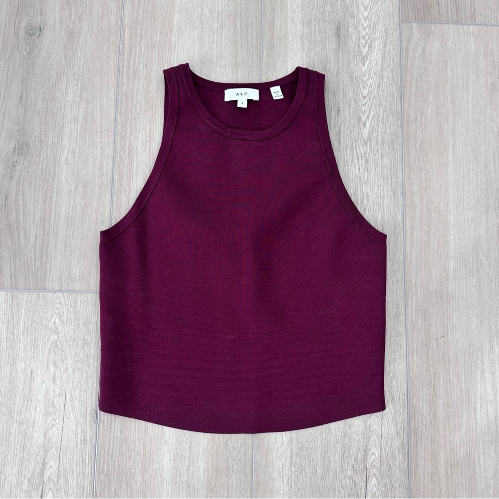 A.L.C. Mulberry Bailey Cropped Fitted sleeveless top red small - Picture 2 of 5